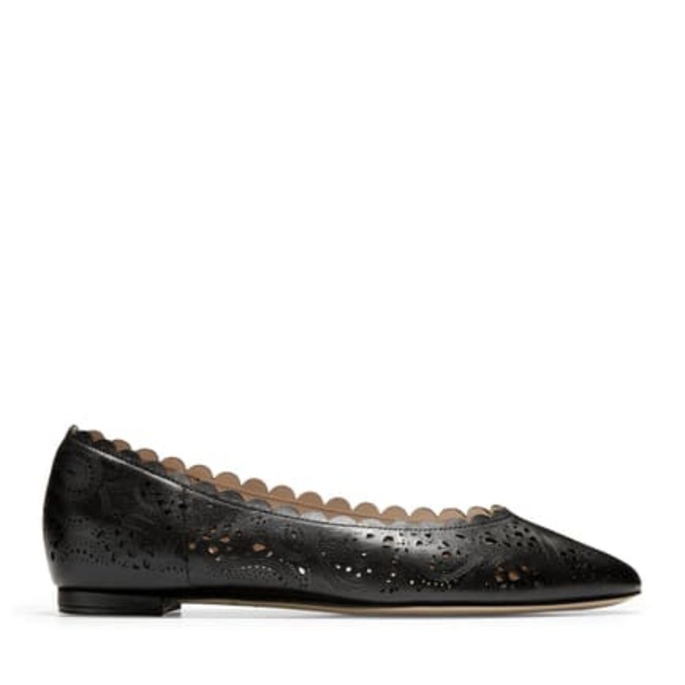 NEW Cole Haan Women Callie Leather Scallop Paisley Floral Lace Laser Cut Pattern - Picture 2 of 6